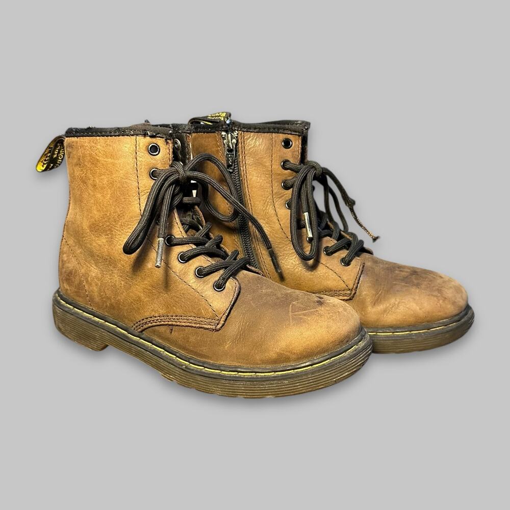 Dr. Martens Delaney Brown Leather Lace-Up Boots – Youth Size 3